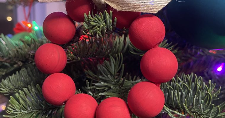Red Beaded Wreath Ornament